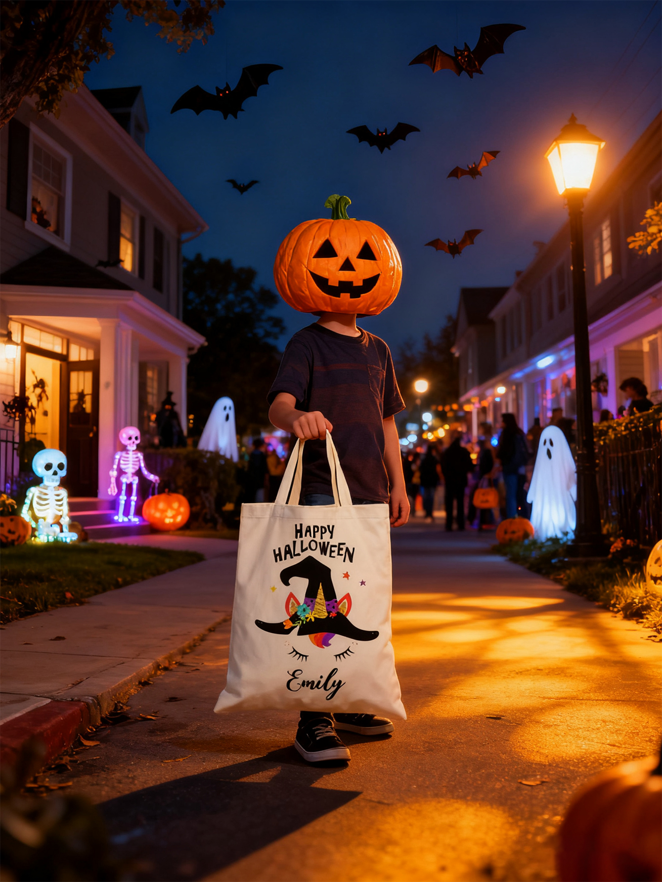 Halloween Witch Hat Personalized Canvas Candy Bag